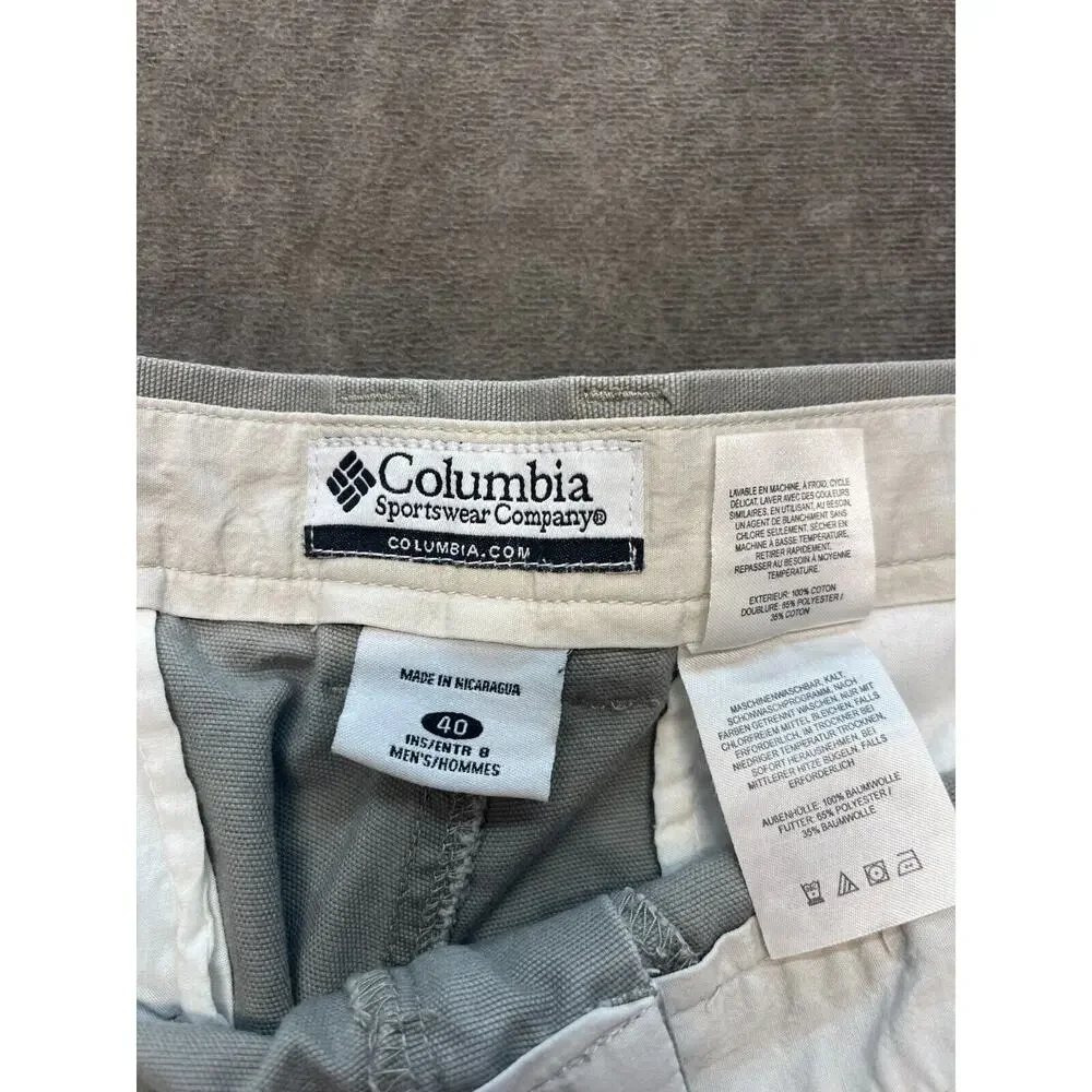 Columbia Chino Shorts Size‎ 40 Mens Tan Flat Front Cotton Casual 10